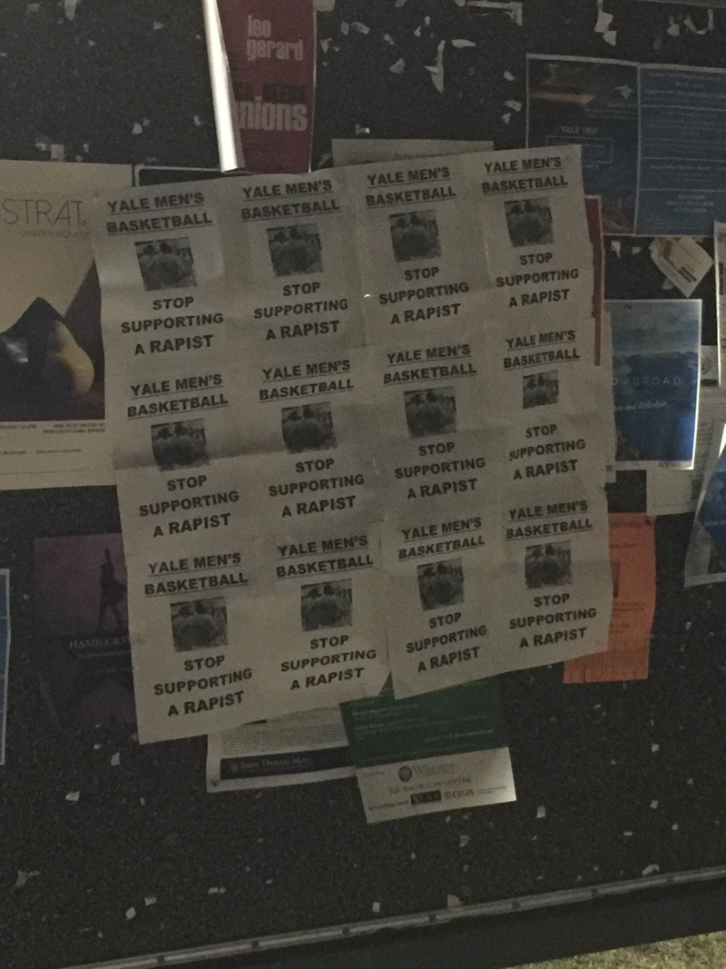 Illustration for article titled Posters on Yale Campus Allege Men's Basketball Team Is 'Supporting a Rapist'